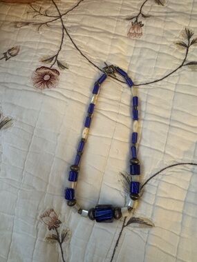 Handmade Blue Glass Bead Necklace by